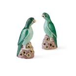 PAIR OF GREEN-GLAZED PARROTS KANGXI PERIOD