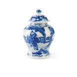 BLUE AND WHITE BALUSTER JAR AND COVER KANGXI MARK BUT 19TH CENTURY