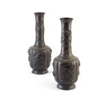 PAIR OF JAPANESE BRONZE 'DRAGON' VASES MEIJI PERIOD