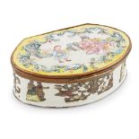 PAINTED ENAMEL EUROPEAN SUBJECT SNUFF BOX QING DYNASTY, 18TH CENTURY