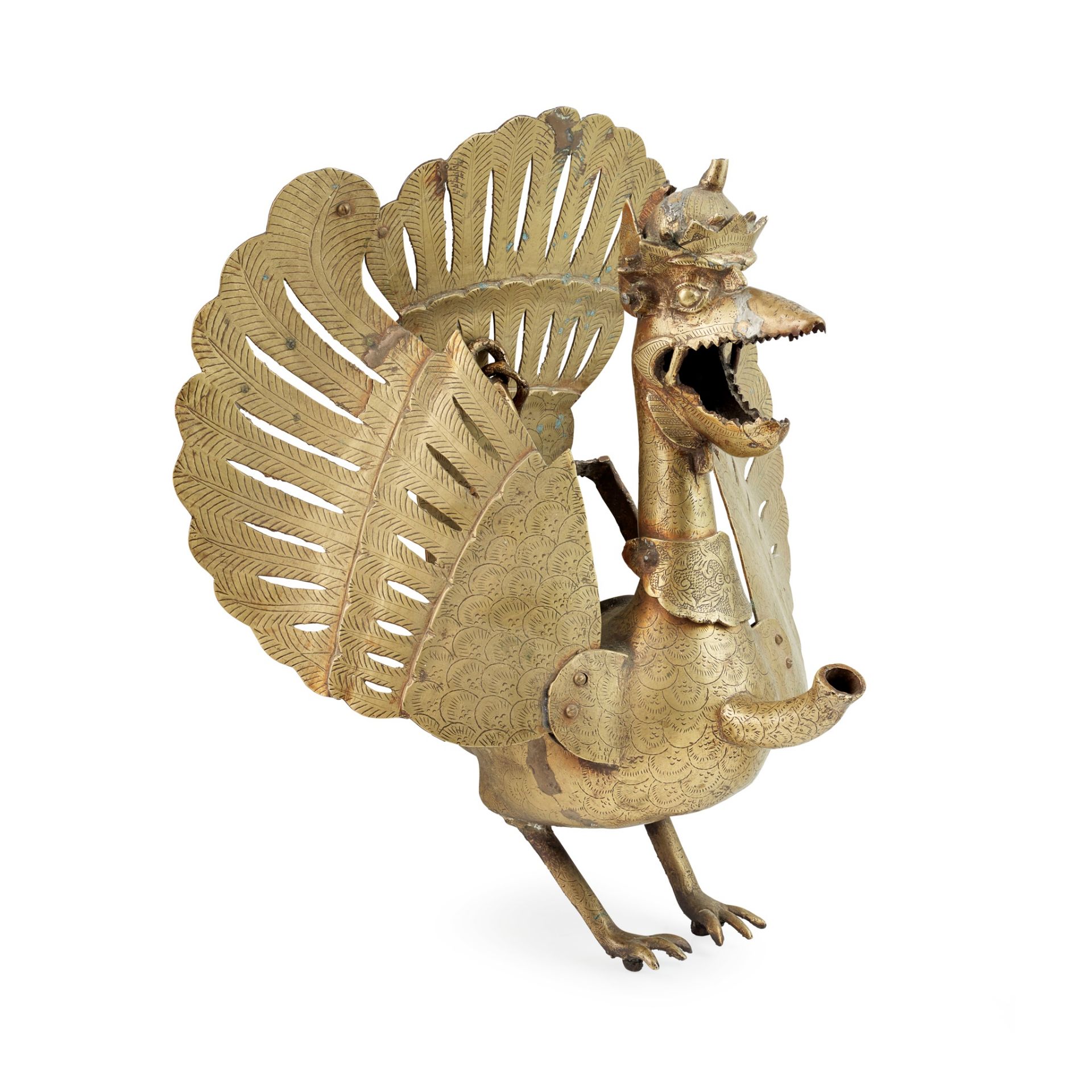 BRASS GARUDA WAYANG KULIT OIL LAMP INDONESIAN, 19TH CENTURY