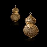 PAIR OF GILT-FILIGREE 'DOUBLE GOURD' PENDANTS QING DYNASTY