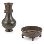 TWO JAPANESE BRONZE WARES EARLY 20TH CENTURY