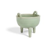 SMALL CELADON TRIPOD CENSER MING DYNASTY OR LATER