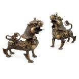 PAIR OF BRONZE TIBETAN LION CENSERS QING DYNASTY, 18TH-19TH CENTURY