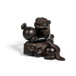 YIXING STONEWARE OF TWO 'FU DOGS' 20TH CENTURY