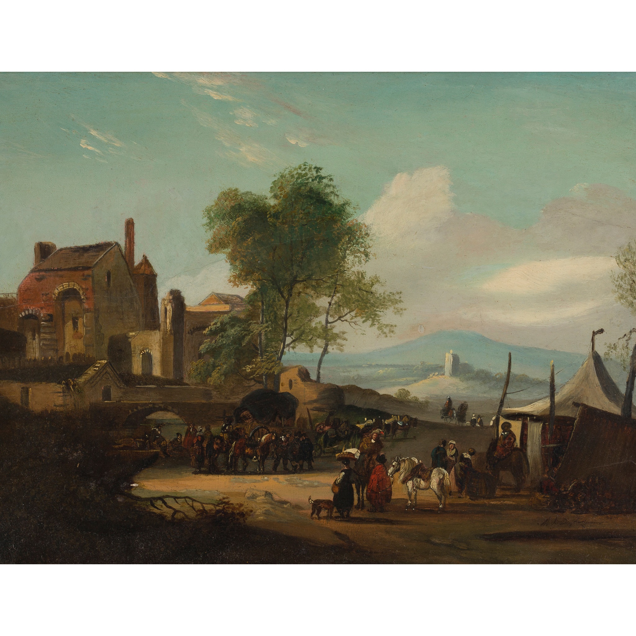 DUTCH SCHOOL (17TH CENTURY) VILLAGE LANDSCAPE WITH SOLDIERS