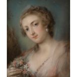 CIRCLE OF ROSALBA CARRIERA (VENETIAN 1673-1757) PORTRAIT OF A LADY WITH FLOWERS