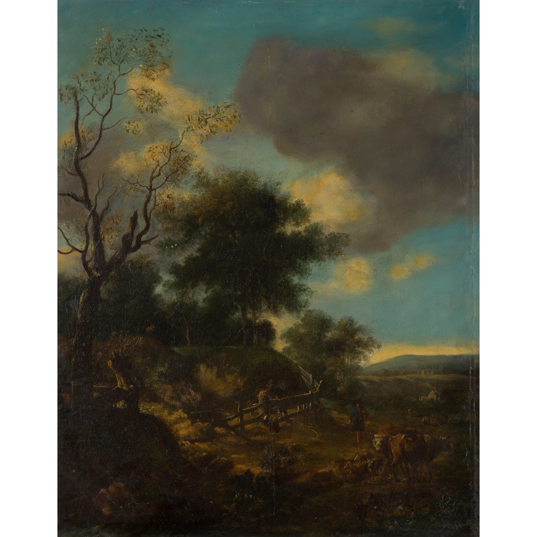 ITALIAN SCHOOL (LATE 17TH/EARLY 18TH CENTURY) COUNTRY LANDSCAPE WITH PEASANTS