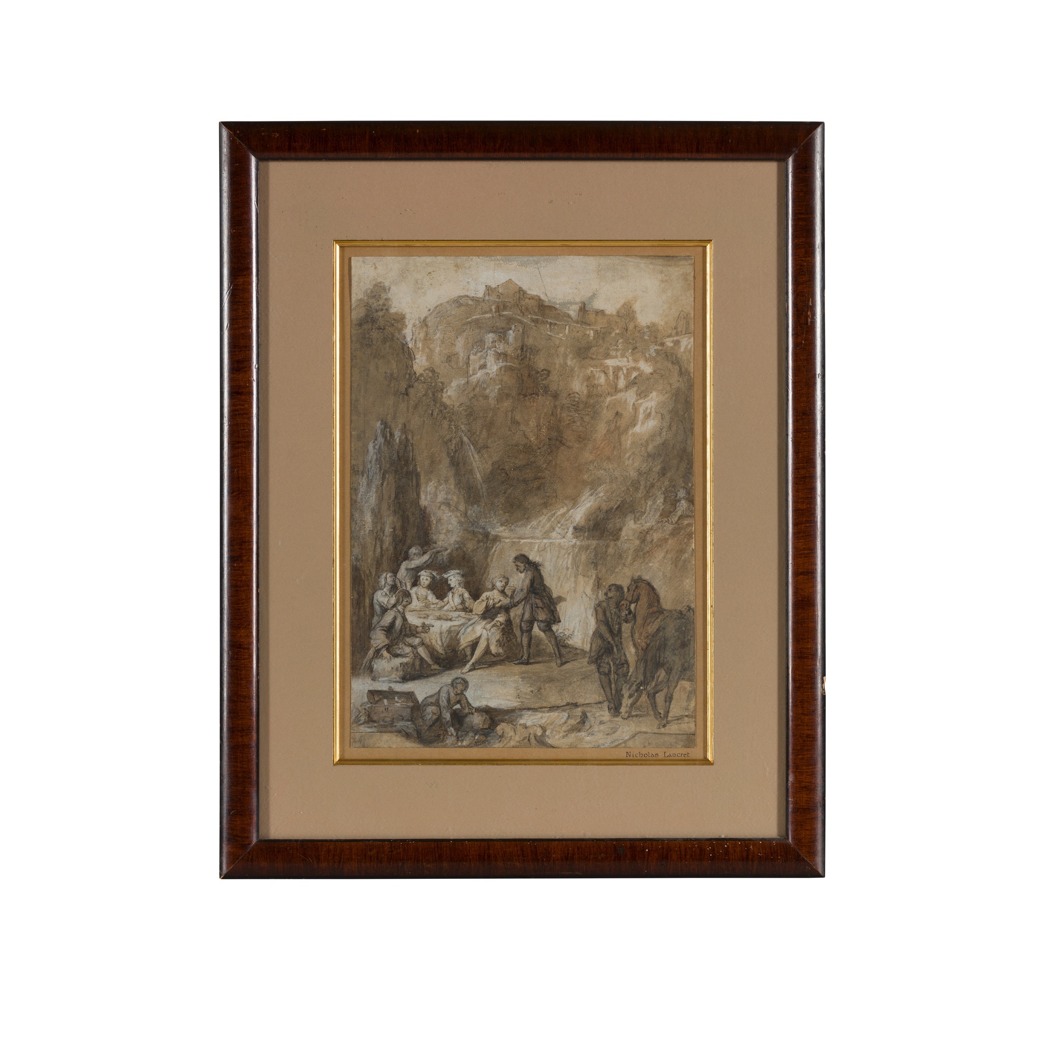 CIRCLE OF NICHOLAS LANCRET (FRENCH 1690 - 1743) ELEGANT FIGURES DINING BEFORE A WATERFALL - Image 2 of 2