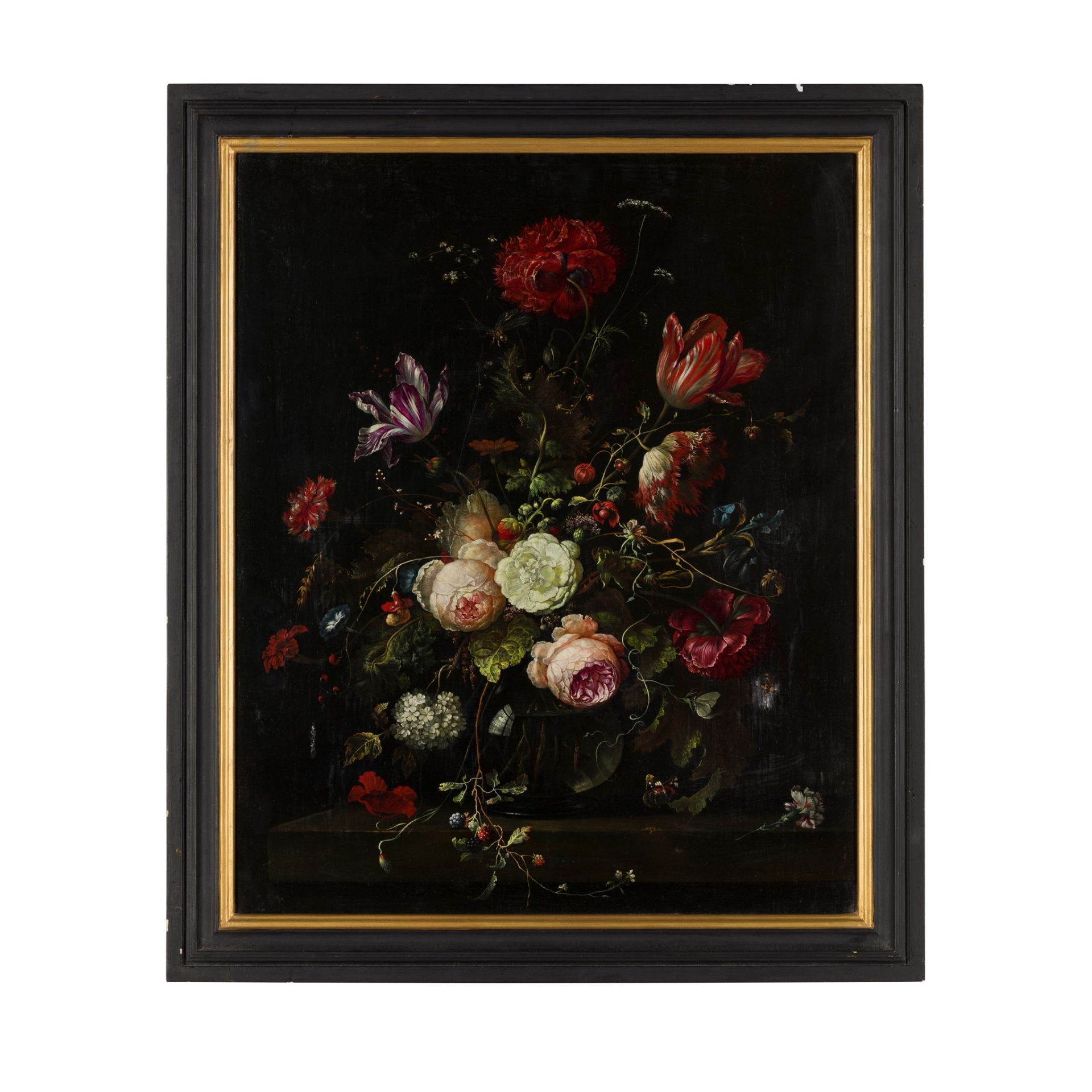 ITALO-DUTCH SCHOOL (PROBABLY 18TH CENTURY) STILL LIFE WITH FLOWERS IN A GLASS VASE - Image 2 of 2