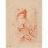 ATTRIBUTED TO GUERCINO (ITALIAN 1591-1666) SKETCH OF BEARDED MAN IN TURBAN