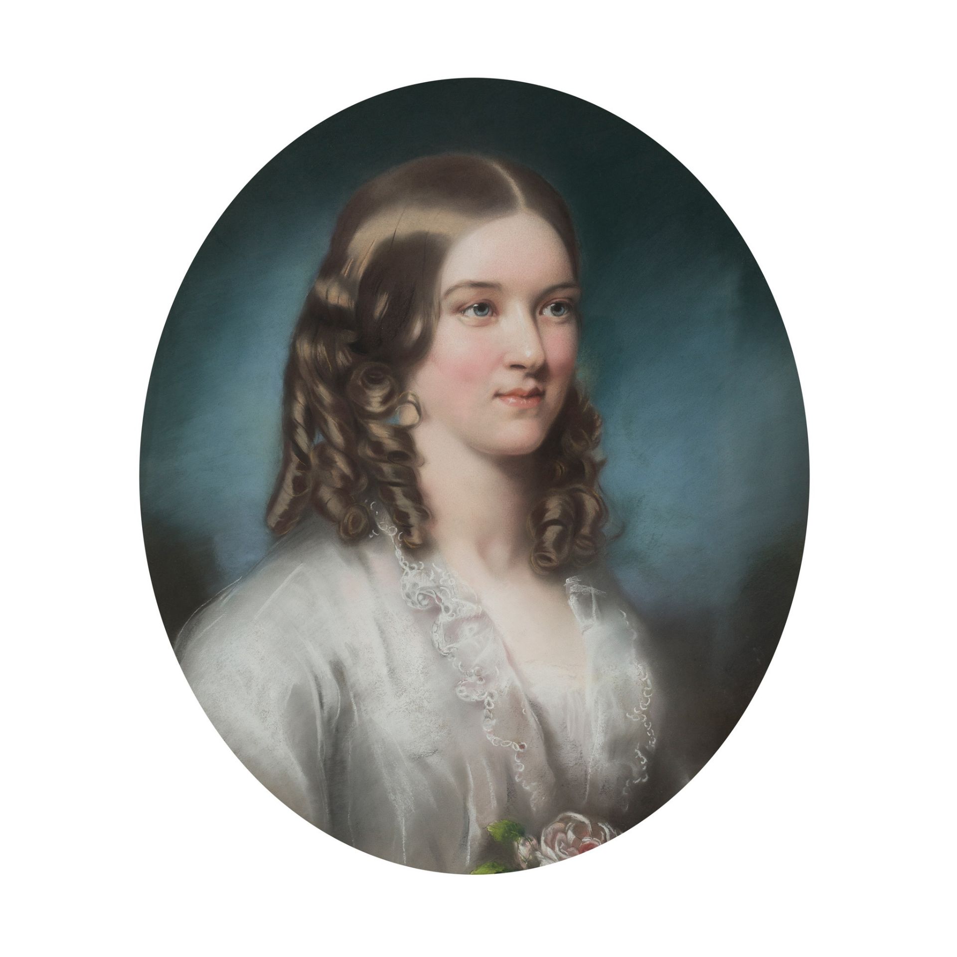 ATTRIBUTED TO JAMES ARCHER (SCOTTISH 1823-1904) HEAD AND SHOULDERS PORTRAIT OF A GIRL WITH RINGLETS - Image 2 of 5