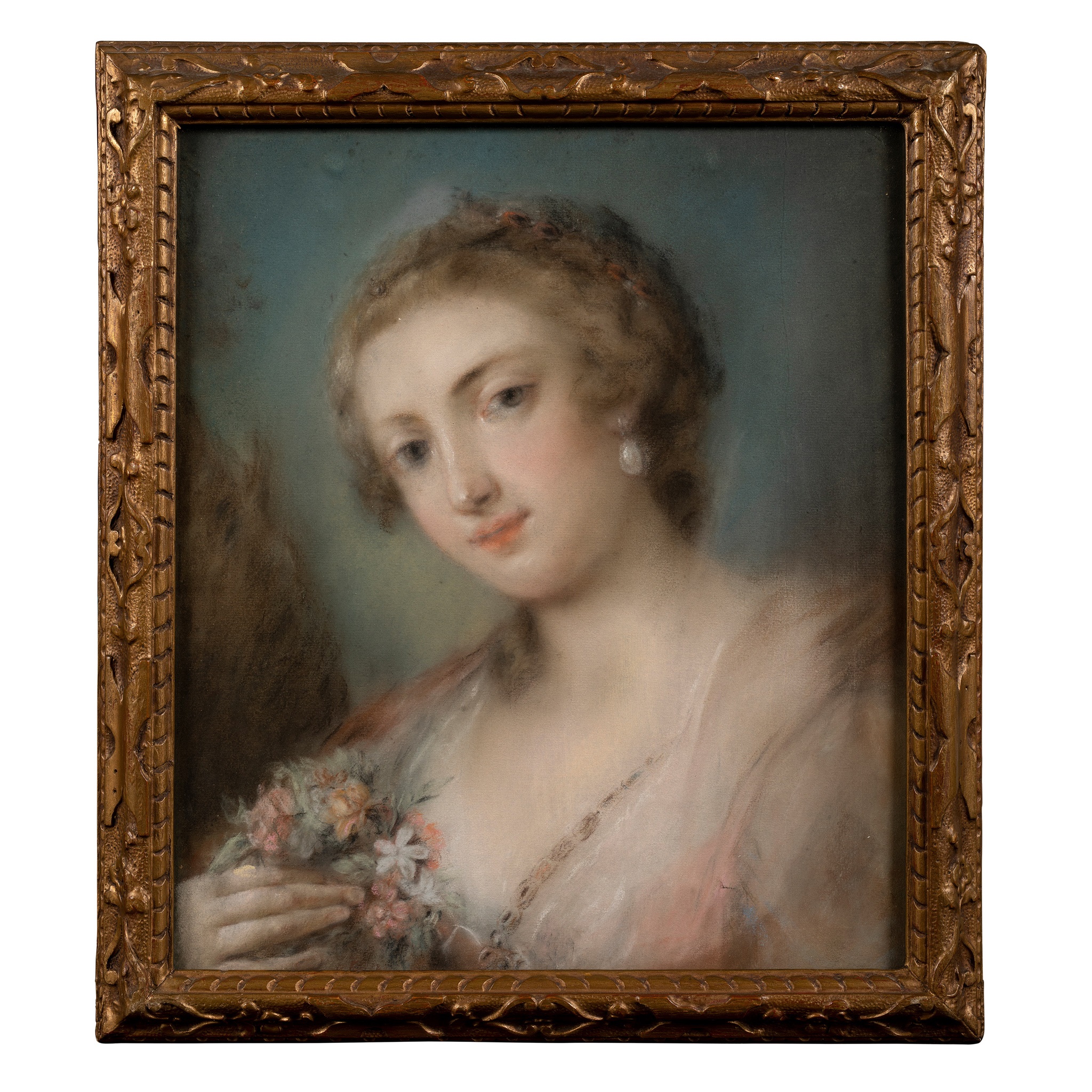CIRCLE OF ROSALBA CARRIERA (VENETIAN 1673-1757) PORTRAIT OF A LADY WITH FLOWERS - Image 2 of 2