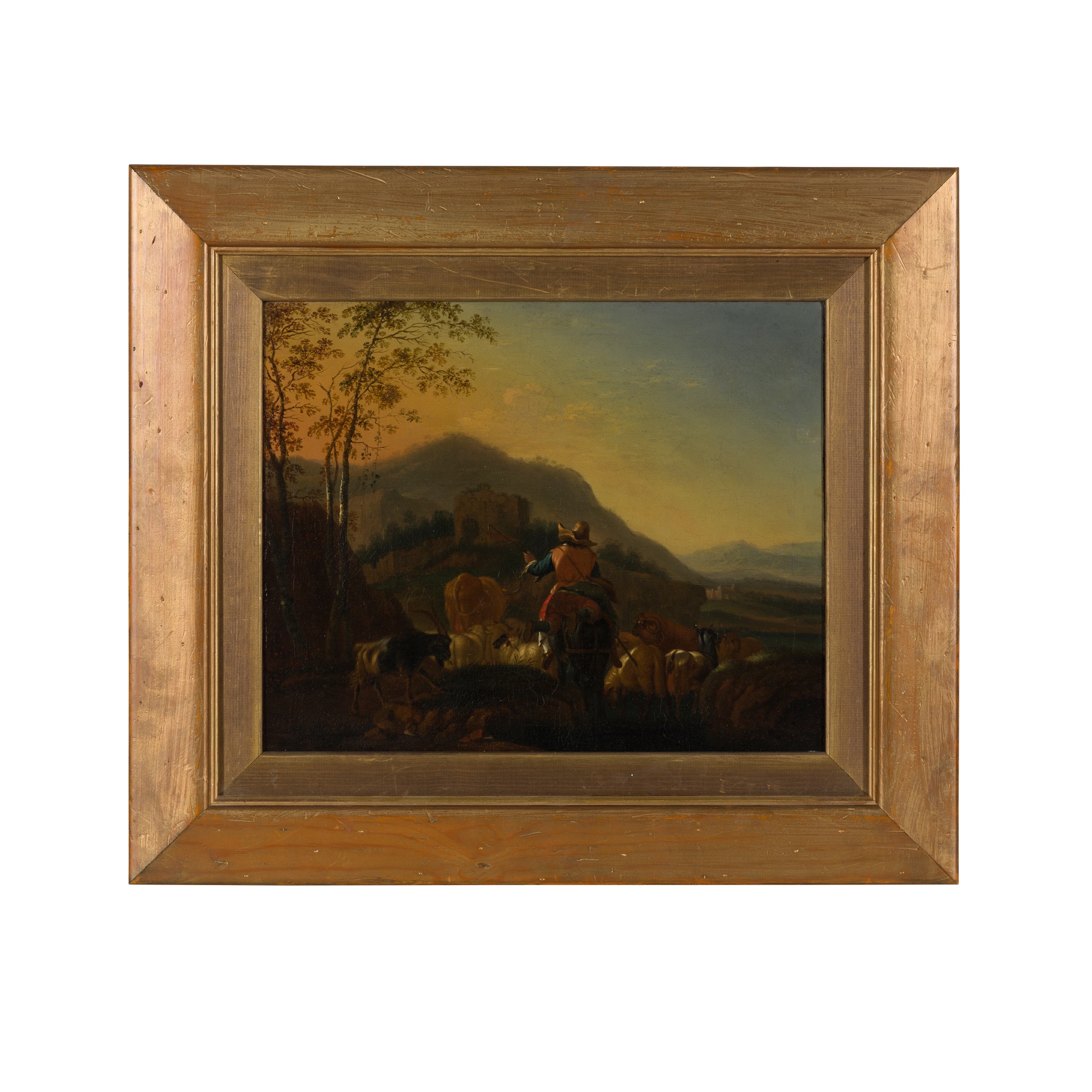 ITALO-DUTCH SCHOOL (17TH CENTURY) ITALIANATE LANDSCAPE WITH A PEASANT AND HIS STOCK - Image 2 of 2