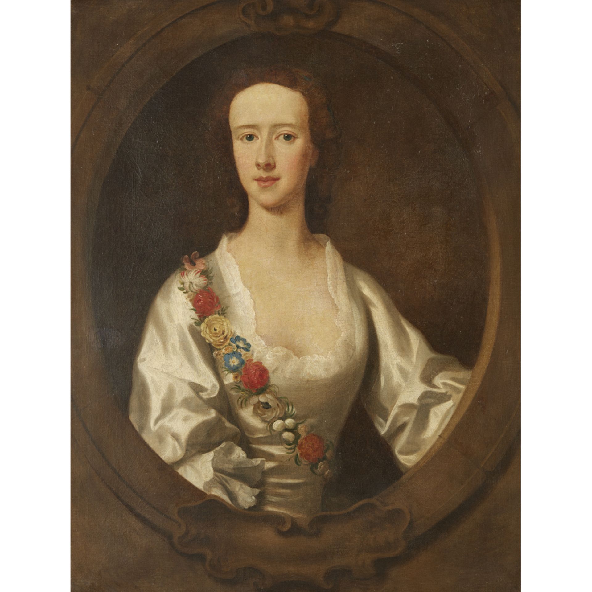 ALLAN RAMSAY (SCOTTISH 1713-1784) HALF LENGTH PORTRAIT OF A LADY SAID TO BE MISS MACKINTOSH