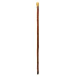 Y Burns, Robert A silver and ivory mounted hazel Walking Stick