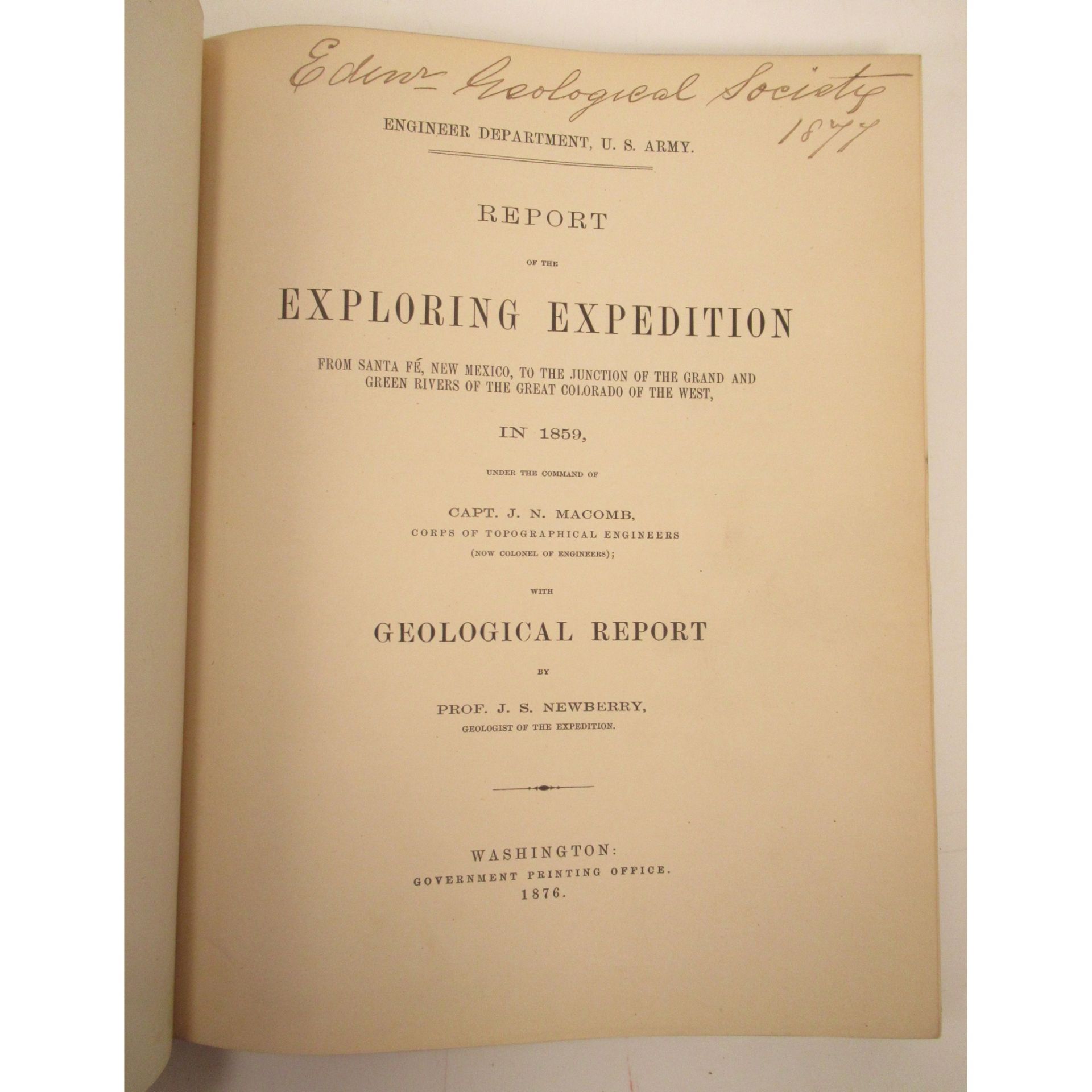 Newberry, J.S. Report of the Exploring Expedition from Santa Fé...in 1859 - Image 2 of 4