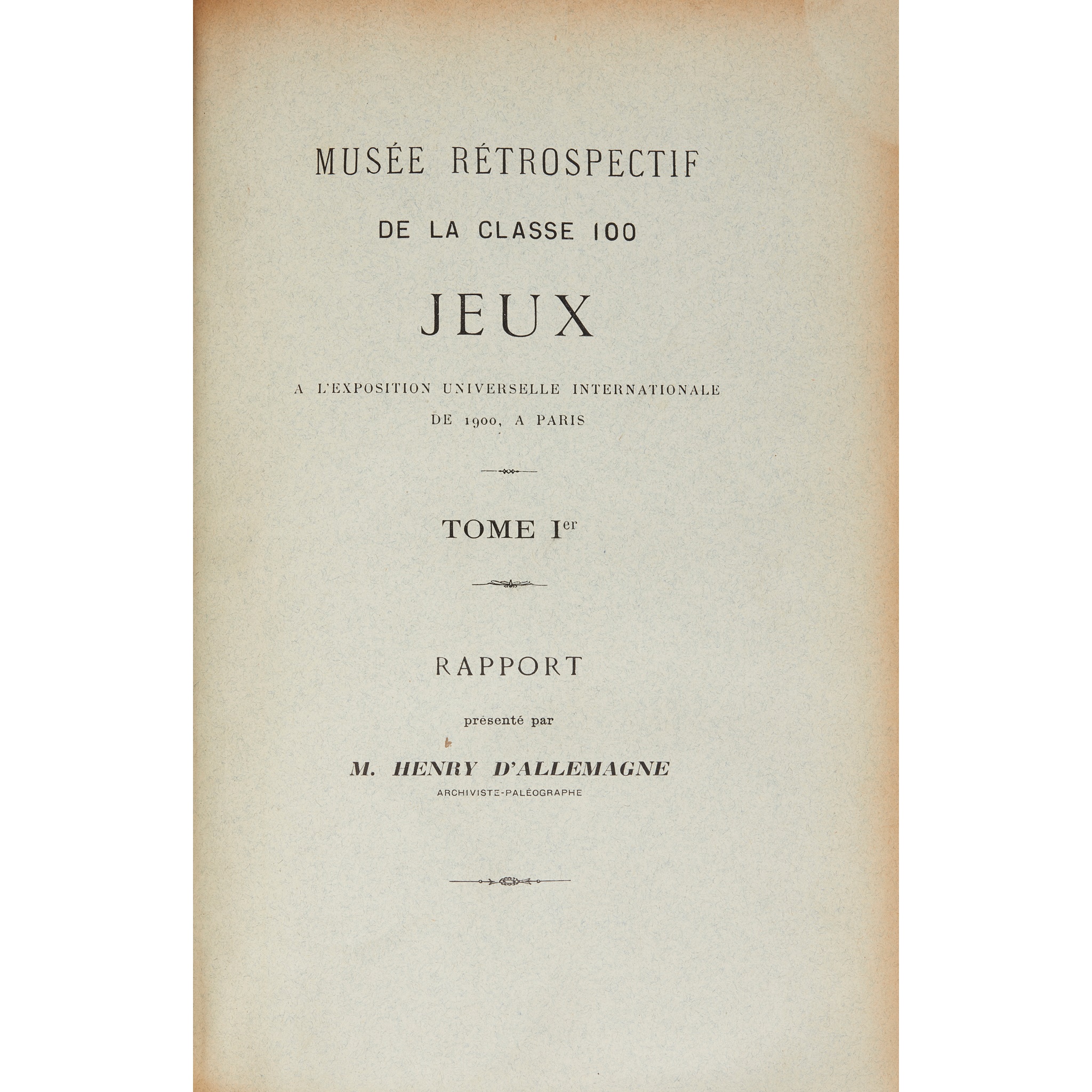 Allemagne, Henry Rene d' Musée Retrospectif de la Classe 100 Jeux