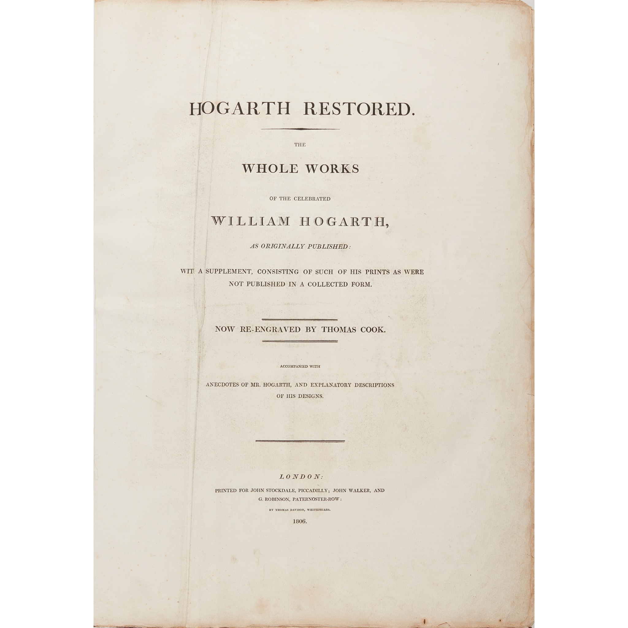 Hogarth, William - Thomas Cook, engraver Hogarth Restored. The Whole Works of... William Hogarth - Image 2 of 2