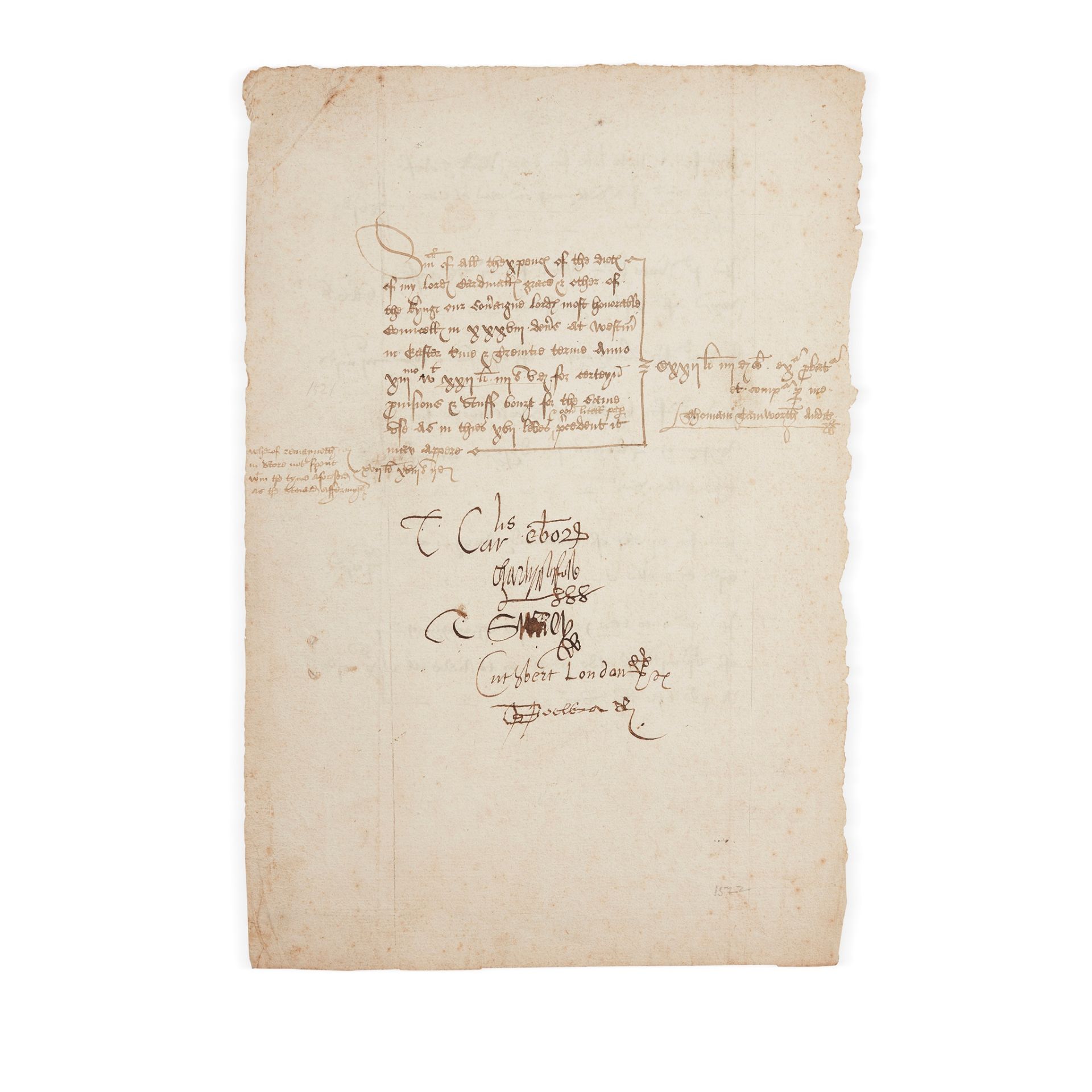 Wolsey, Thomas, Cardinal (1475-1530) Document signed as Cardinal Archbishop of York ('T[homas]