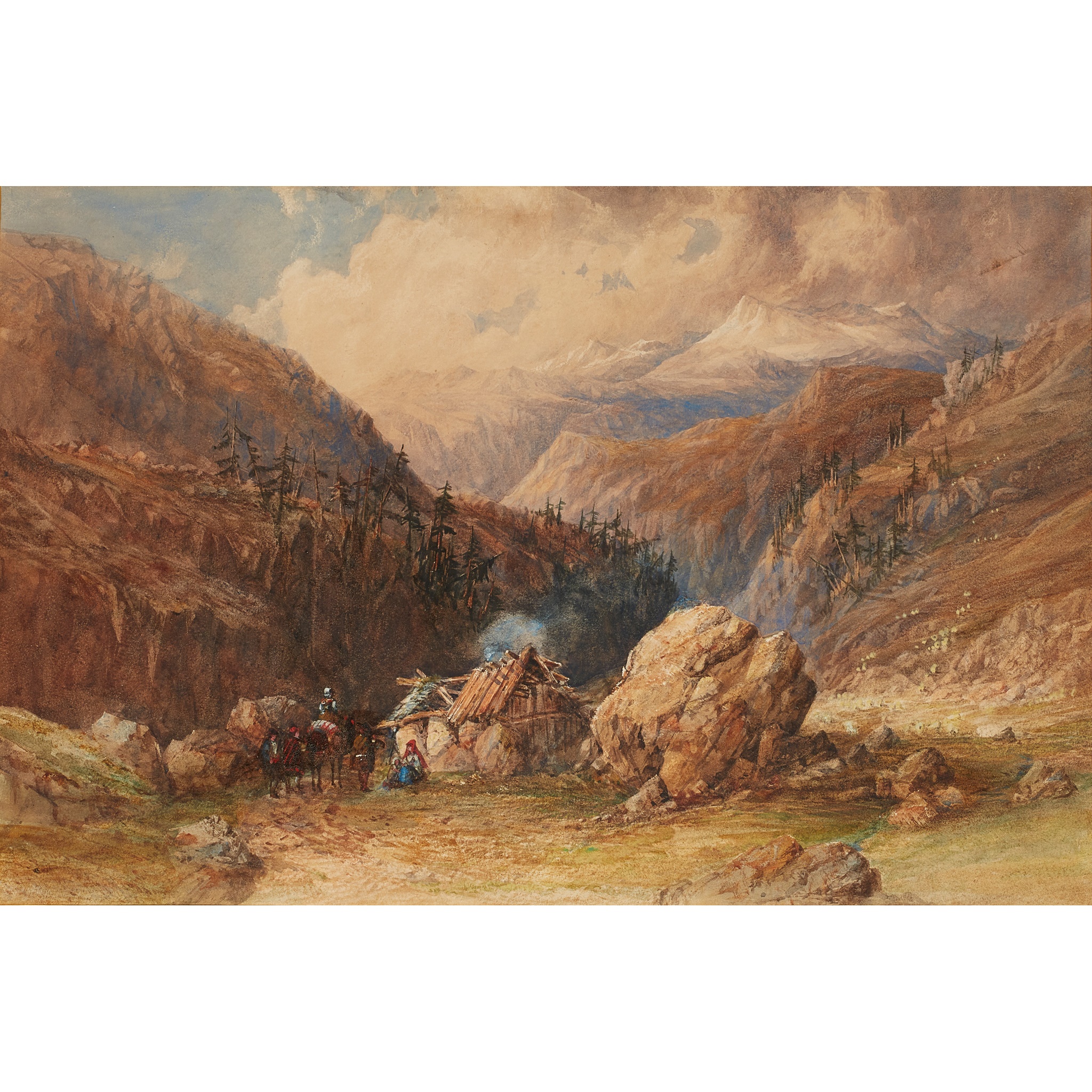 ATTRIBUTED TO THOMAS MILES RICHARDSON (BRITISH 1784-1848) HIDDEN AMONGST THE CRAGS