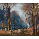 § FRANCIS PATRICK MARTIN (SCOTTISH 1883-1966) WOODLAND ABOVE A LOCH