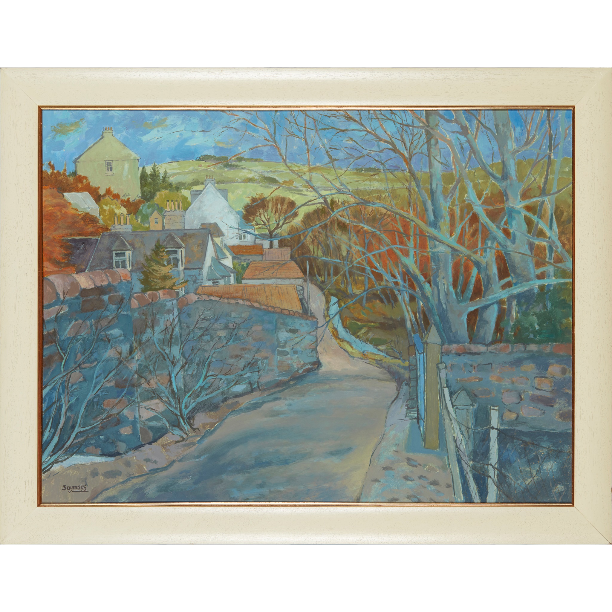 § DONALD BUYERS R.S.W. (SCOTTISH B.1932) AUTUMN, THE VILLAGE - Image 2 of 2