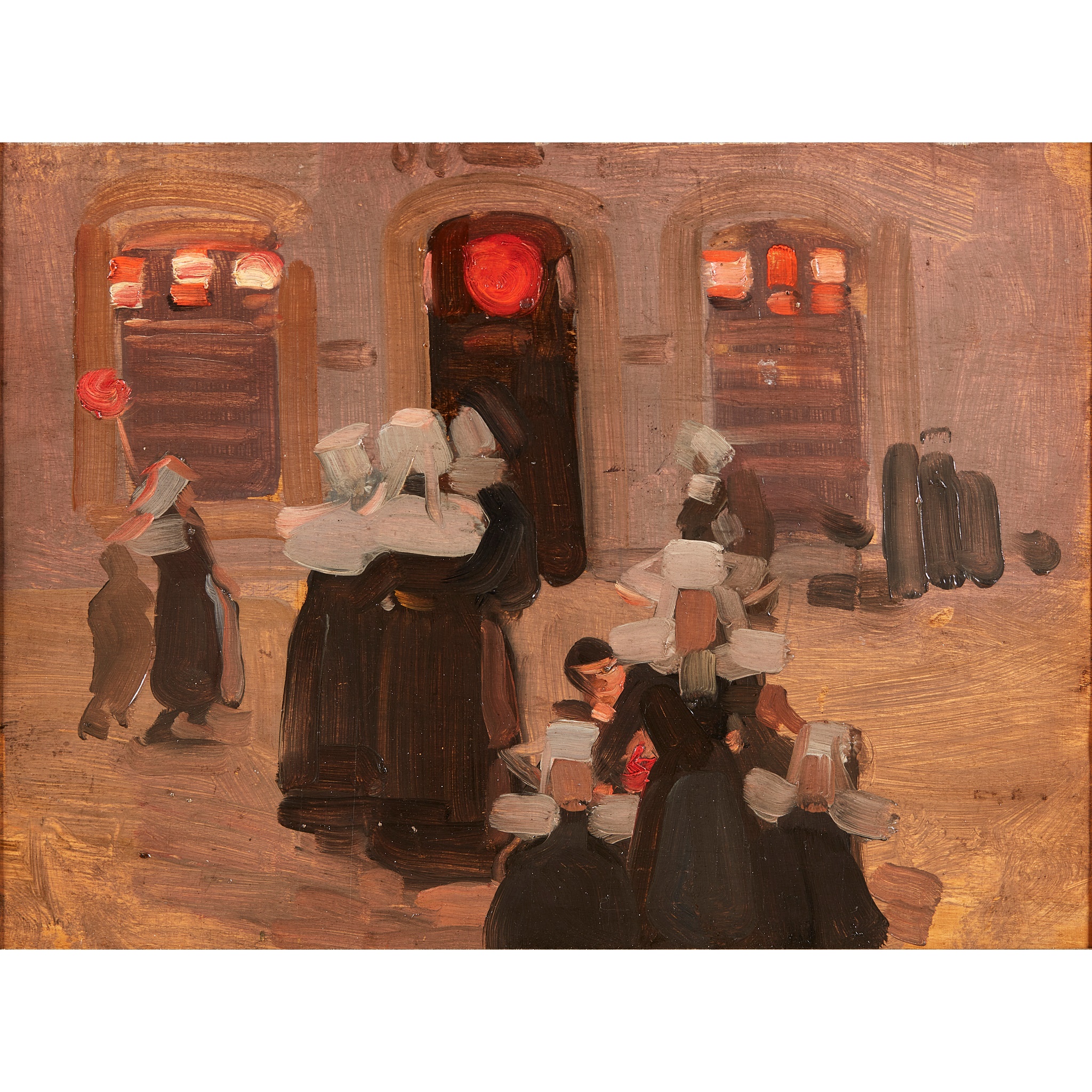 ROBERT BROUGH R.A., A.R.S.A (SCOTTISH 1872-1905) BRETON WOMEN BY STREET LIGHT