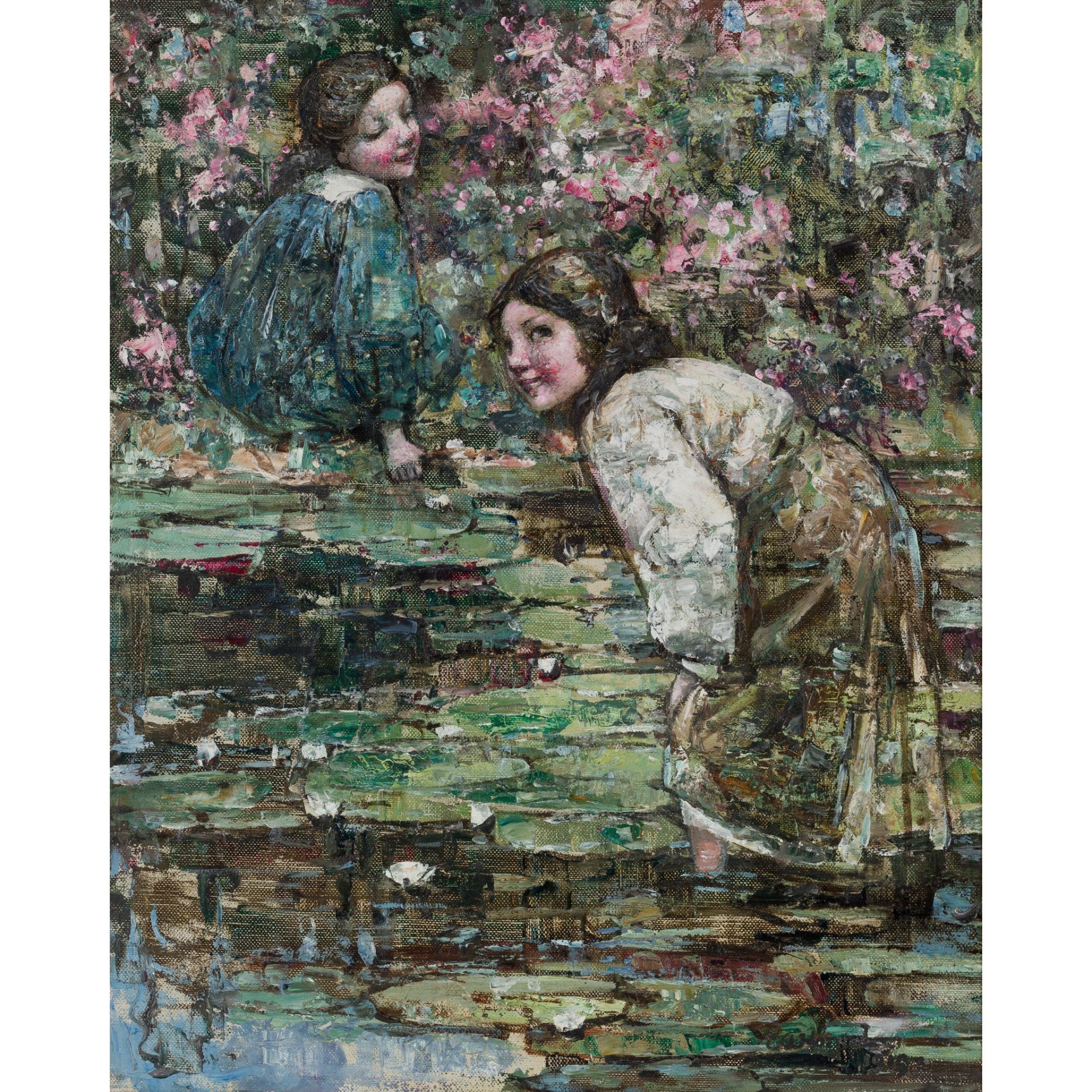 EDWARD ATKINSON HORNEL (SCOTTISH 1864-1933) BY THE LILY POND