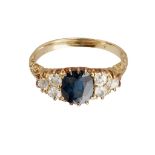 A sapphire and diamond set ring