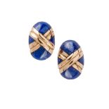 A pair of lapis lazuli earrings