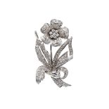 A diamond set floral spray brooch