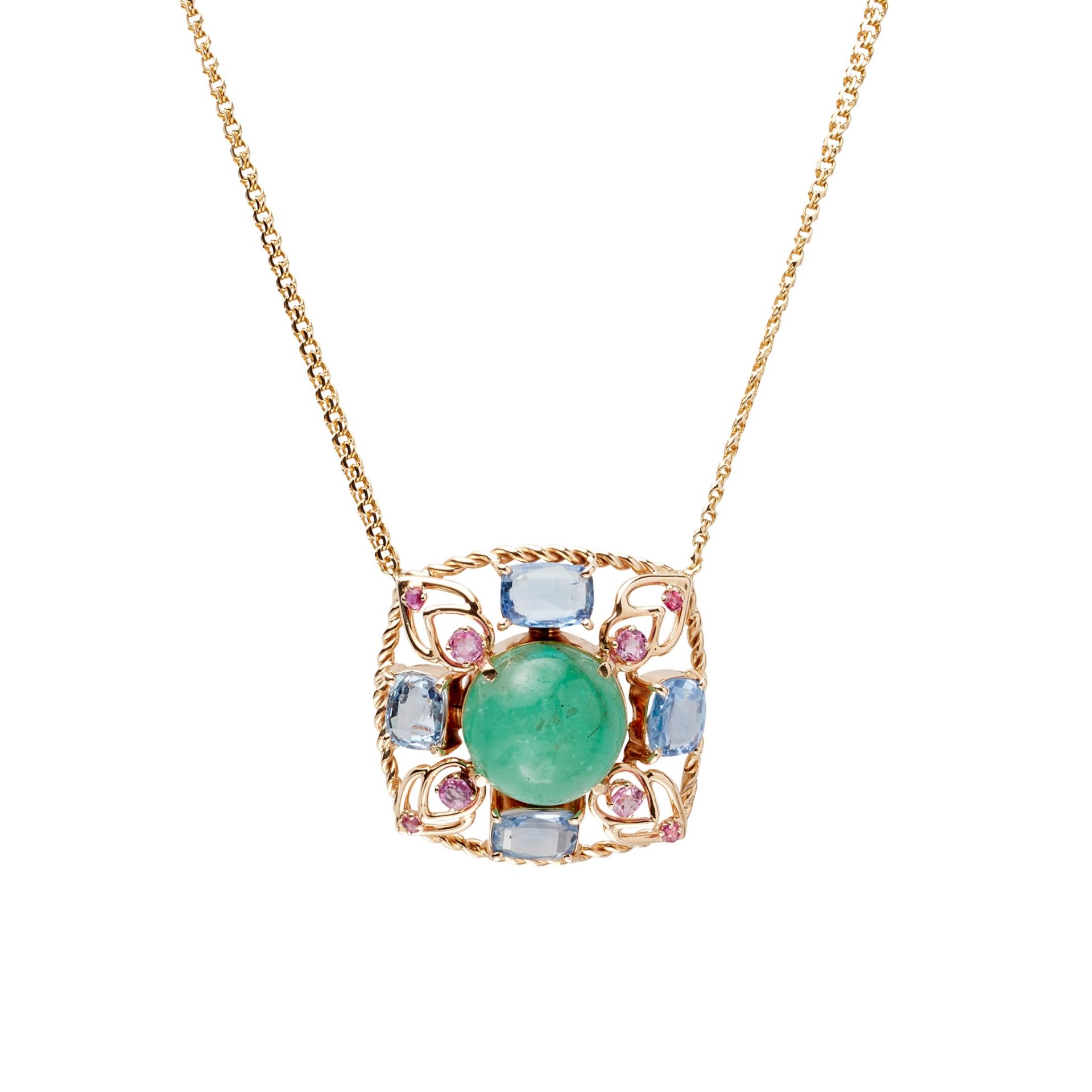 A multi-gem set necklace