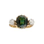 A tourmaline and diamond set ring