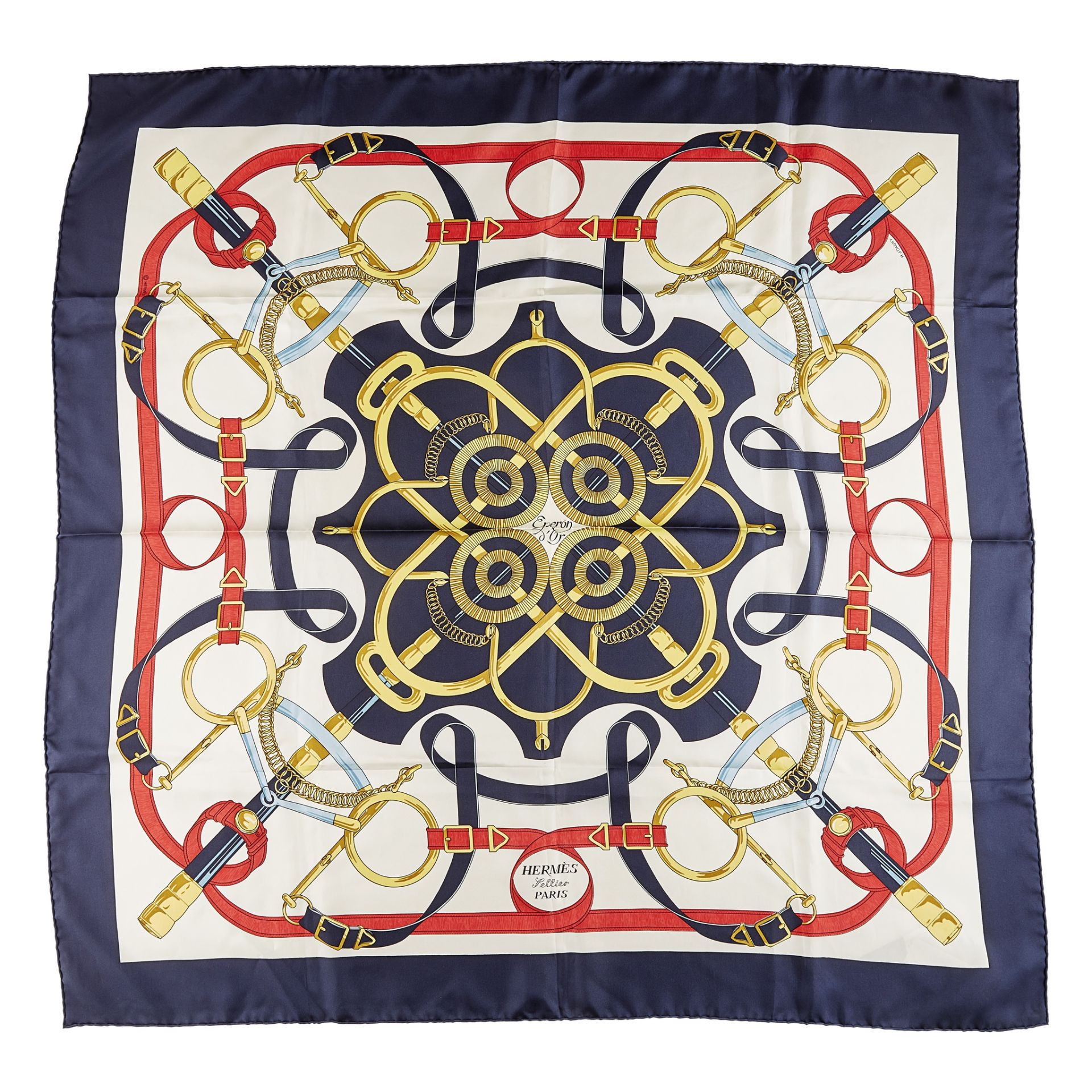 A patterned silk scarf, Hermes