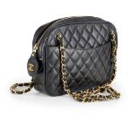 A black quilted chain shoulder bag, Chanel