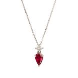 A ruby and diamond set pendant necklace