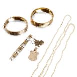 A collection of gold jewellery