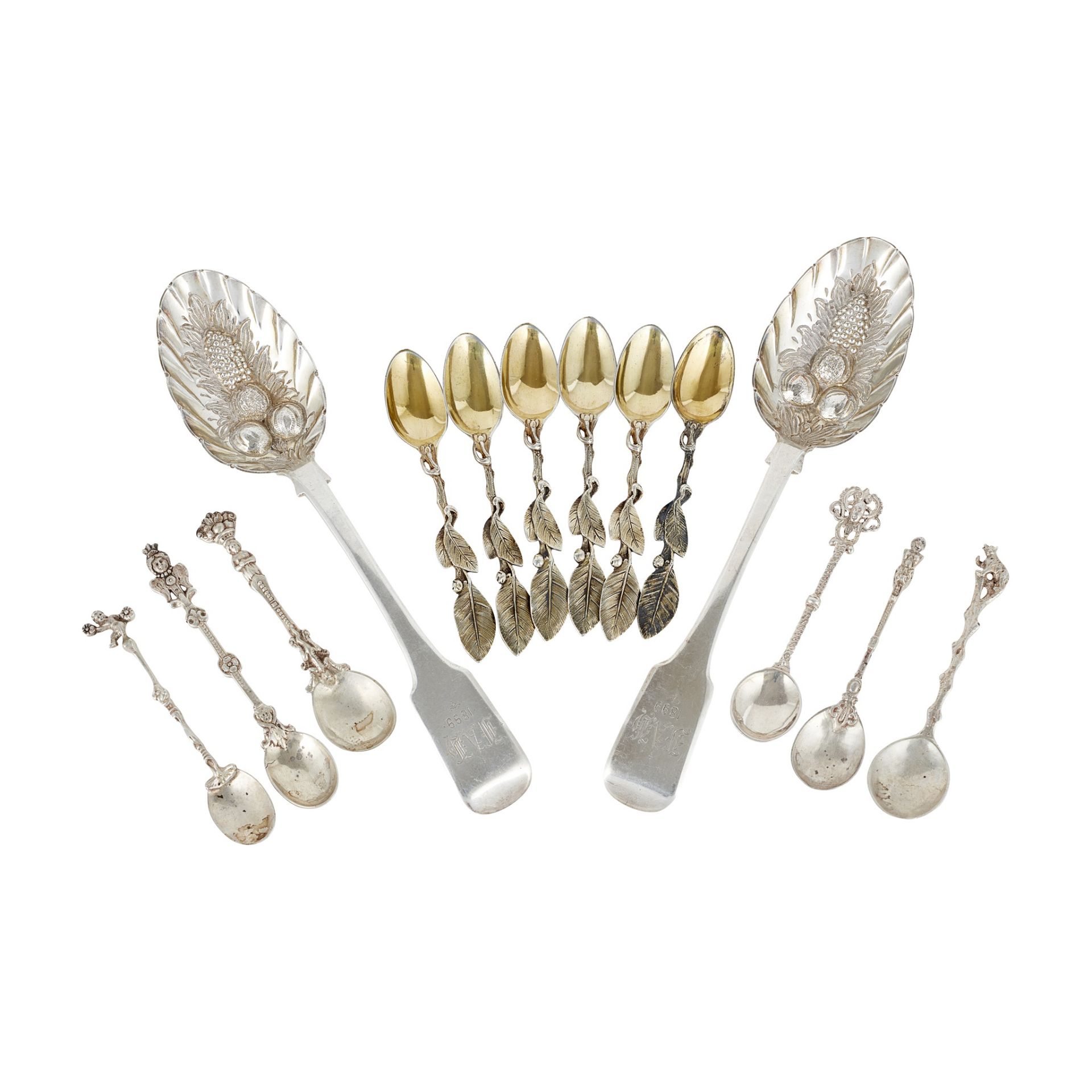 A mixed group of flatware