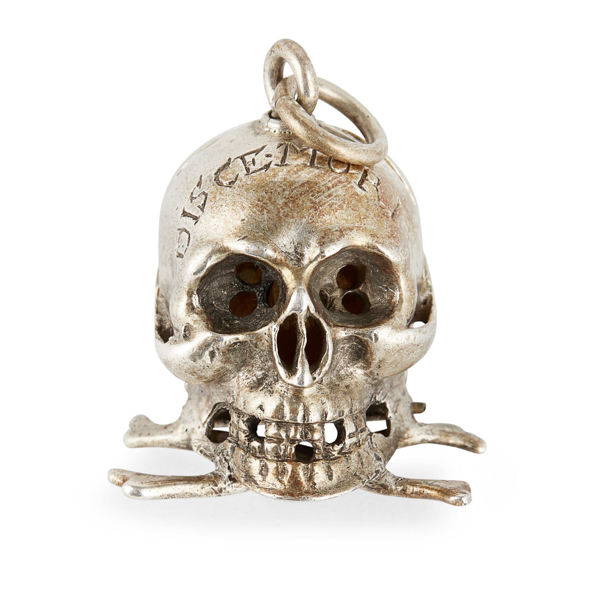 A reproduction memento mori pomander