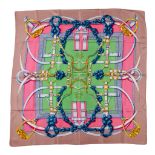 Two silk patterned scarves, Hermès