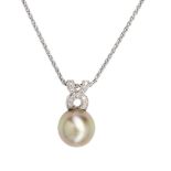 A 18ct gold Tahitian pearl and diamond set pendant necklace