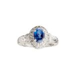 A sapphire and diamond set ring