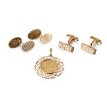 Two pairs of 9ct gold gentleman’s cufflinks