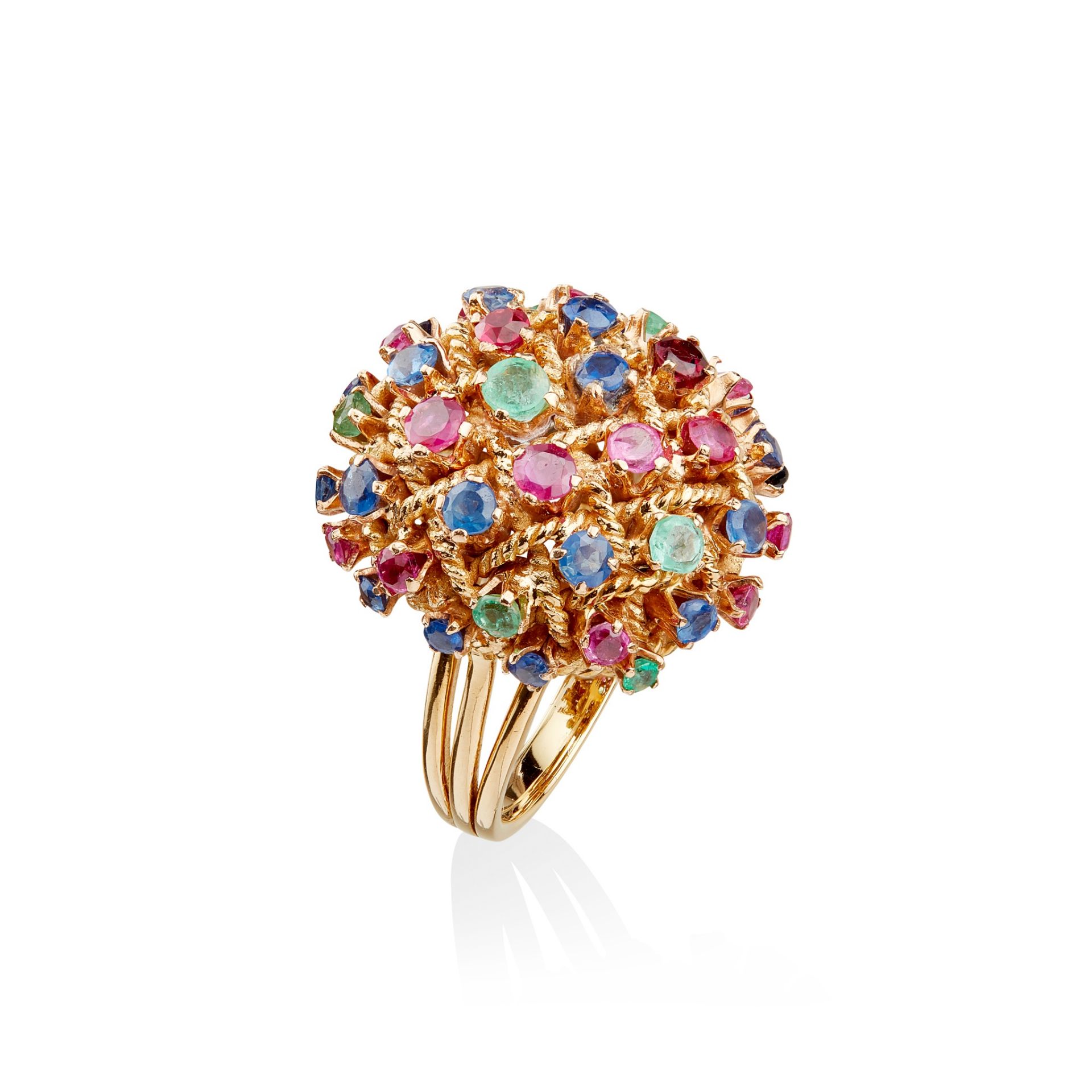 A mid-20th century multi-gem set cluster ring