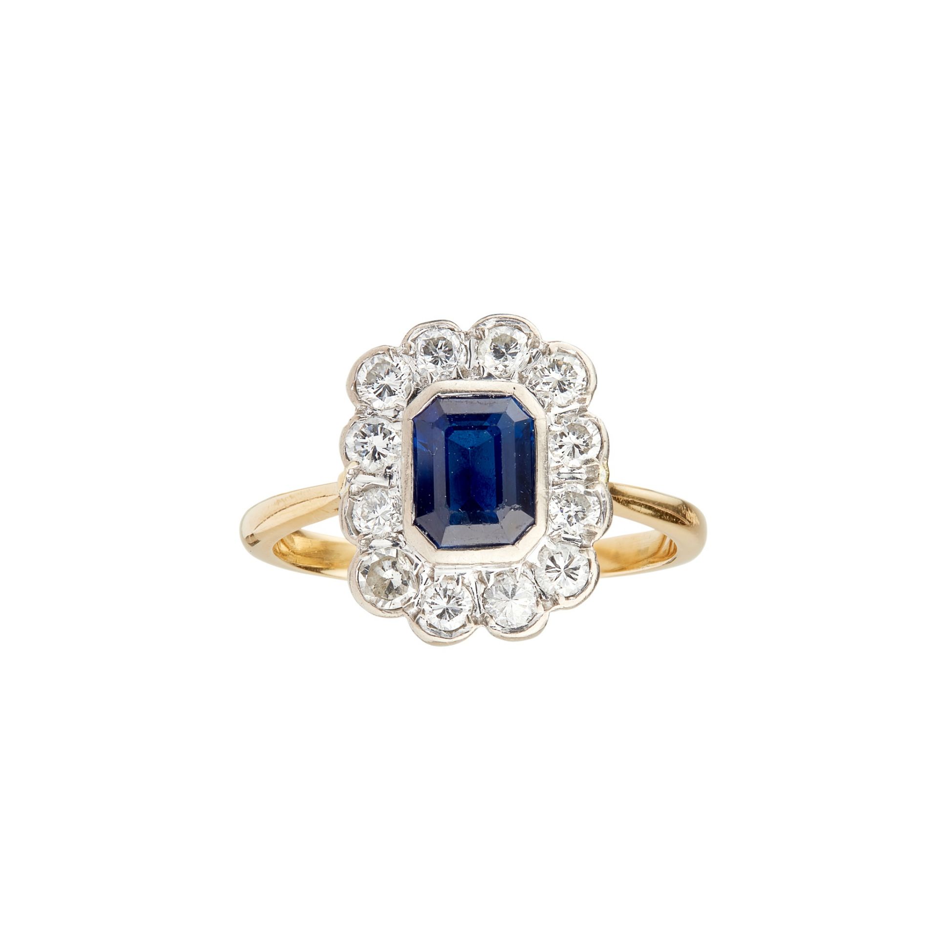 A sapphire and diamond set cluster ring