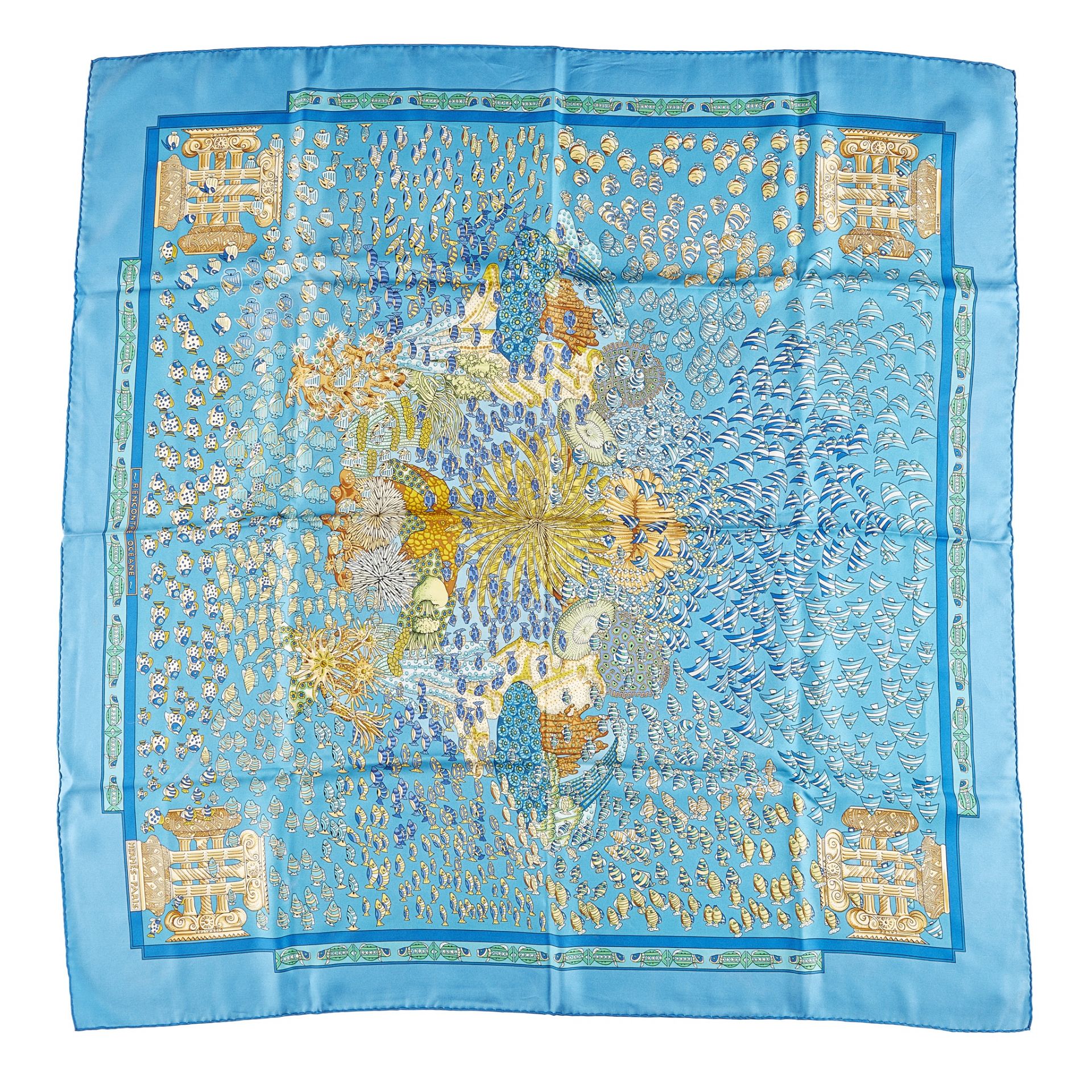 A patterned silk scarf, Hermes