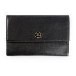 A black leather flap wallet, Chanel