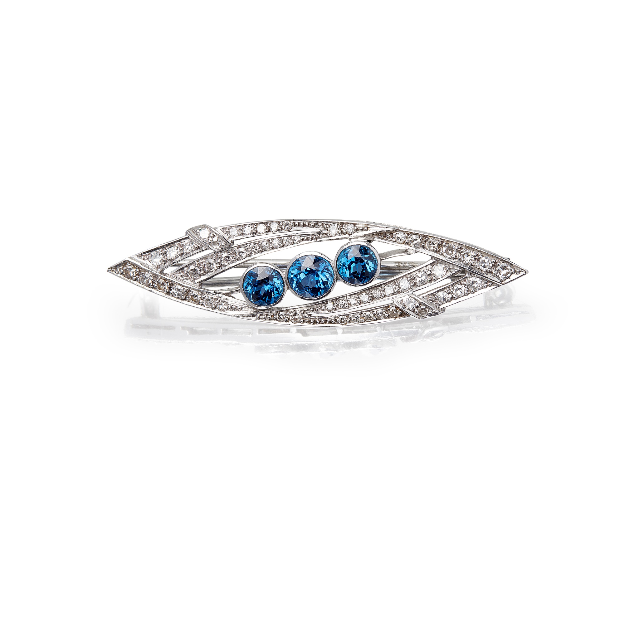 A sapphire and diamond set brooch